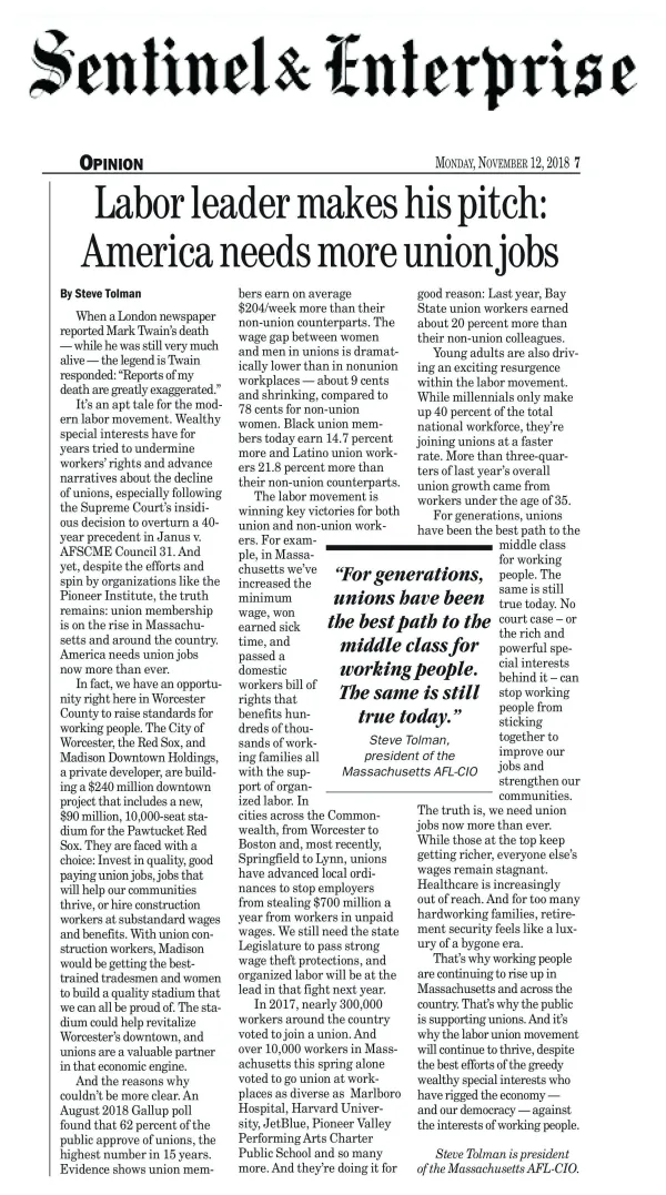 Tolman Op-ed Sentinel Enterprise Nov 18